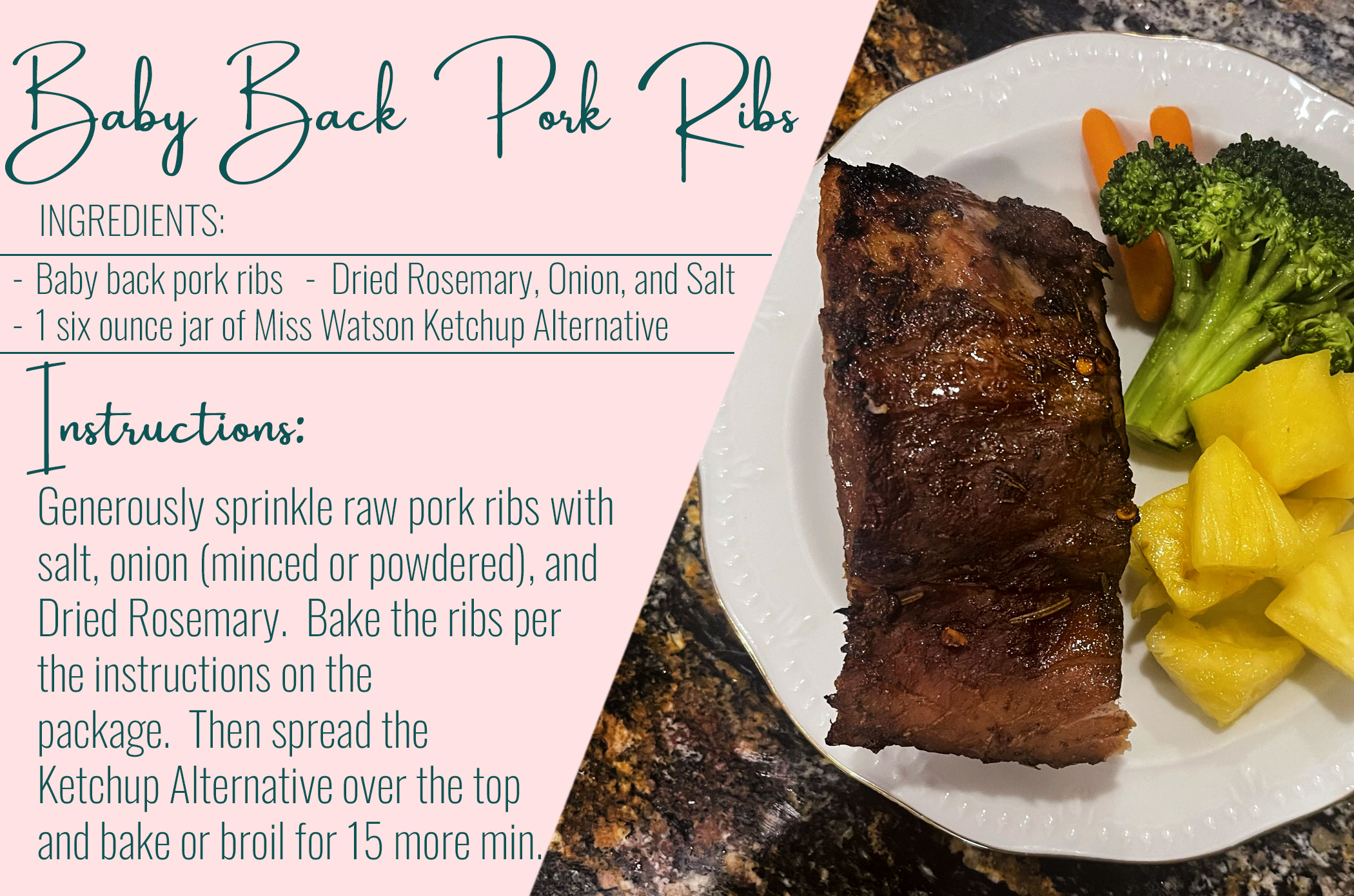 Ketchup Alternative Pork Ribs